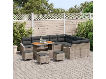 Sada zahradních pohovek s polštářem s úložištěm 13 pcs Šedá 3364653