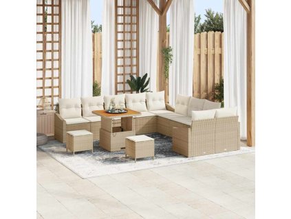 Sada zahradních pohovek s polštářem 13 pcs Béžová a krémová 3364661