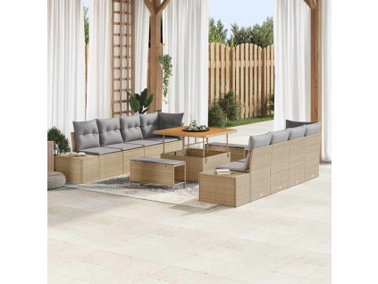 Sada zahradních pohovek s polštářem 11 pcs Béžová a Světle šedá 3364717