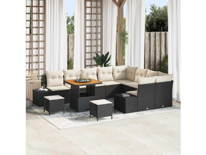 Sada zahradních pohovek s polštářem 12 pcs Černá a krémová 3364770