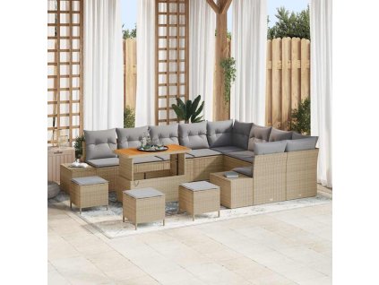 Sada zahradních pohovek s polštářem 13 pcs Béžová a Světle šedá 3364782