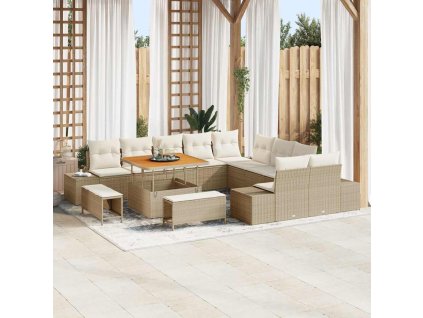 Sada zahradních pohovek s polštářem 13 pcs Béžová a krémová 3364786