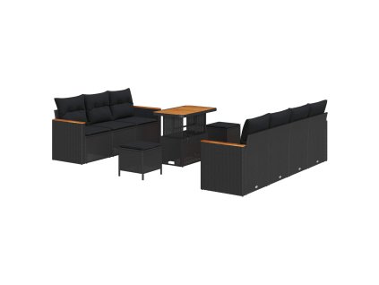 Sada zahradních pohovek s polštářem Černá Poly ratan 3364959