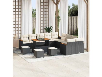 Sada zahradních pohovek 18 pcs Černá a krémová polyratan 3365060