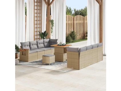 Sada zahradních pohovek 12 pcs Béžová a Světle šedá polyratan 3365097