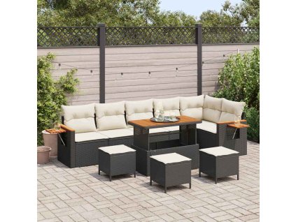 Sada zahradních pohovek 12 pcs Černá a krémová polyratan 3365150