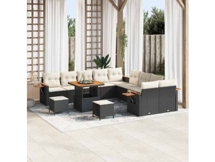 Sada zahradních pohovek 17 pcs Černá a krémová polyratan 3365180