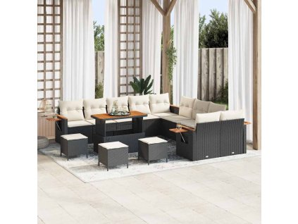 Sada zahradních pohovek 18 pcs Černá a krémová polyratan 3365190