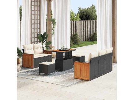 Sada zahradních pohovek 10 pcs Černá a krémová polyratan 3365200