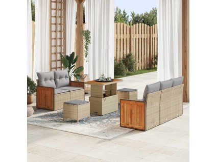 Sada zahradních pohovek s polštářem Béžová Poly ratan 3365202
