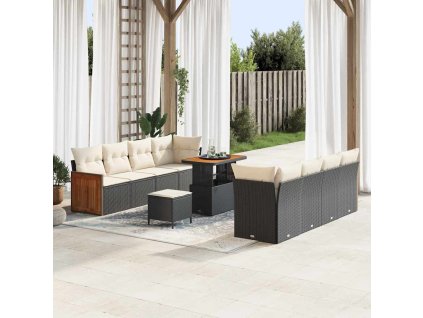 Sada zahradních pohovek 12 pcs Černá a krémová polyratan 3365230