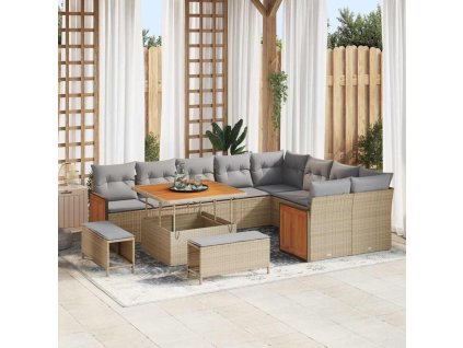 Sada zahradních pohovek 13 pcs Béžová a Světle šedá polyratan 3365287