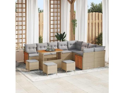 Sada zahradních pohovek 14 pcs Béžová a Světle šedá polyratan 3365302