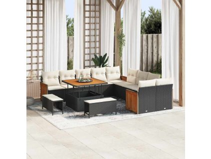 Sada zahradních pohovek 13 pcs Černá a krémová polyratan 3365305