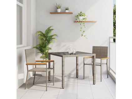 Zahradní jídelní souprava 3 pcs Šedá polyratan 3365385