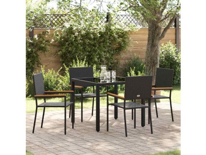 Zahradní jídelní souprava 5 pcs Černá polyratan 3365387