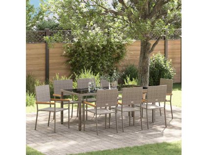 Zahradní jídelní souprava 9 pcs Šedá polyratan 3365400