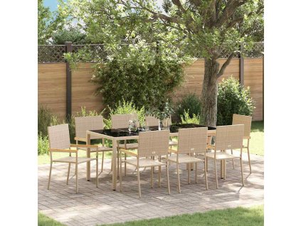 Zahradní jídelní souprava 9 pcs Béžová polyratan 3365401