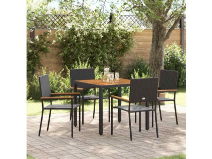 Zahradní jídelní souprava 5 pcs Černá polyratan 3365404