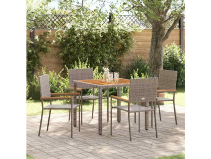 Zahradní jídelní souprava 5 pcs Šedá polyratan 3365405