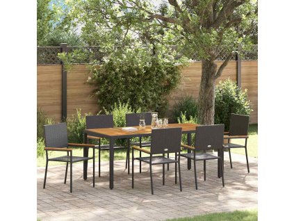 Zahradní jídelní souprava 7 pcs Černá polyratan 3365410