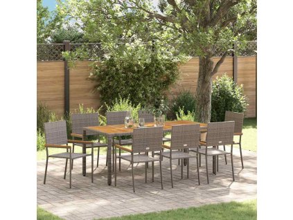 Zahradní jídelní souprava 9 pcs Šedá polyratan 3365413