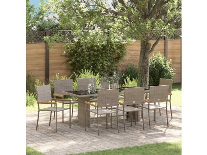Zahradní jídelní souprava 9 pcs Šedá polyratan 3365428