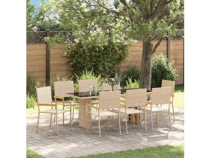 Zahradní jídelní souprava 9 pcs Béžová polyratan 3365429