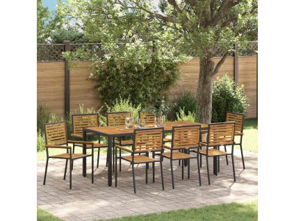 Zahradní jídelní souprava 9 pcs Černá a hnědá polyratan 3365444