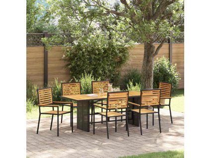 Zahradní jídelní souprava 7 pcs Černá a hnědá polyratan 3365450