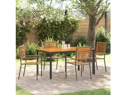 Zahradní jídelní souprava 5 pcs Šedá a hnědá polyratan 3365497