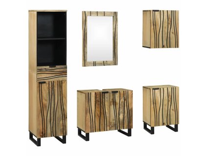 Sada koupelnového nábytku s policí 5 pcs Hnědá kompozitní dřevo 3310045