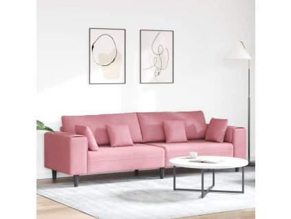 Pohovka s polštářem Růžová 250 x 77 x 76 cm samet 3335156