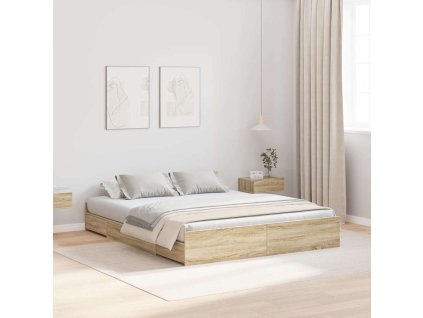 Rám postele s úložným prostorem s čelo Sonoma dub 150 x 200 cm 3335287