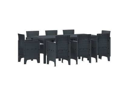Zahradní jídelní souprava 9 pcs Antracit Ratan Polt 3378574