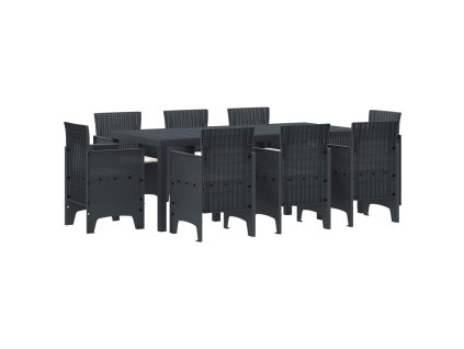 Zahradní jídelní souprava 9 pcs Antracit Ratan Polt 3378576