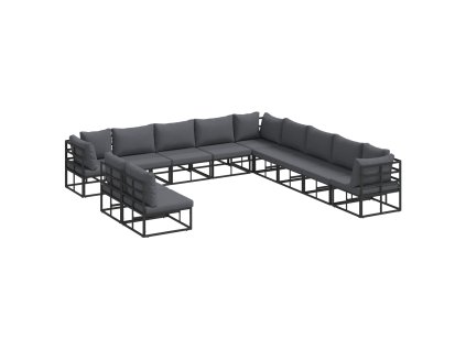 Sada zahradních pohovek s polštářem 11 pcs Černá Hliník 3378880