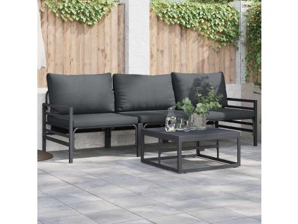 Sada zahradních pohovek s polštářem 4 pcs Černá Ocel 3378963