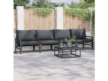 Sada zahradních pohovek s polštářem 4 pcs Černá Ocel 3378964