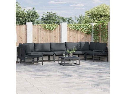 Sada zahradních pohovek s polštářem 8 pcs Černá Ocel 3378969