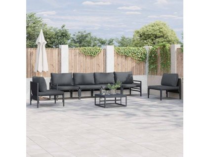 Sada zahradních pohovek s polštářem 6 pcs Černá Ocel 3378976