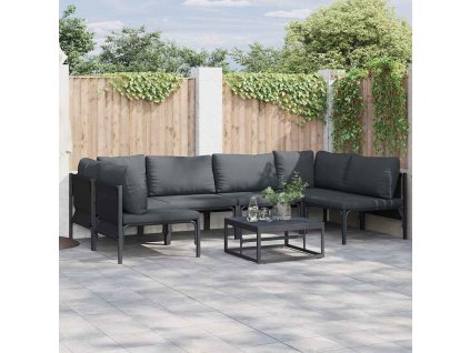 Sada zahradních pohovek s polštářem 6 pcs Černá Ocel 3378978