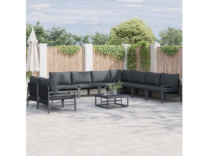 Sada zahradních pohovek s polštářem 9 pcs Černá Ocel 3379002