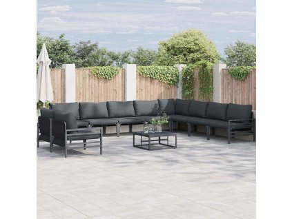 Sada zahradních pohovek s polštářem 11 pcs Černá Ocel 3379005