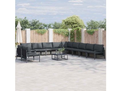 Sada zahradních pohovek s polštářem Antracitová Ocel 3379007