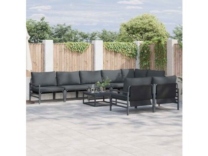 Sada zahradních pohovek s polštářem 9 pcs Černá Ocel 3379009