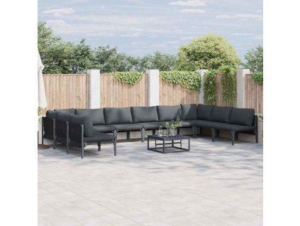 Sada zahradních pohovek s polštářem 11 pcs Černá Ocel 3379013