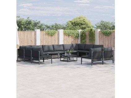 Sada zahradních pohovek s polštářem 12 pcs Černá Ocel 3379020