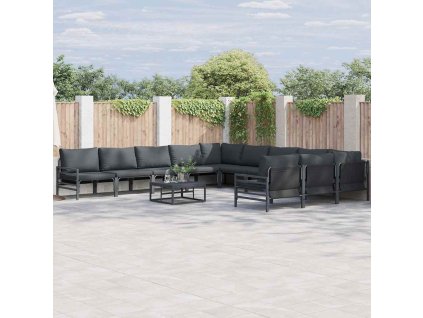 Sada zahradních pohovek s polštářem 12 pcs Černá Ocel 3379025