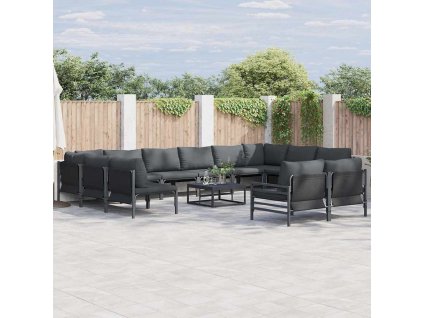 Sada zahradních pohovek s polštářem 12 pcs Černá Ocel 3379026